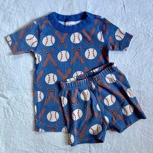 Hanna Andersson Baseball Short John Pajama Set (4T)